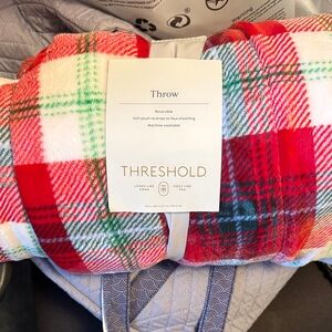 NWT Threshold Red Plaid Throw Blanket 50x 60 reversible